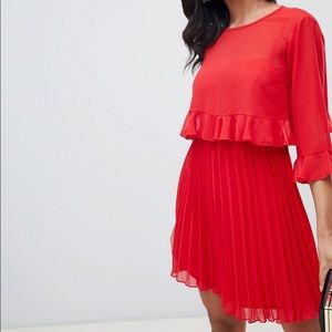 ASOS double layer red pleated dress